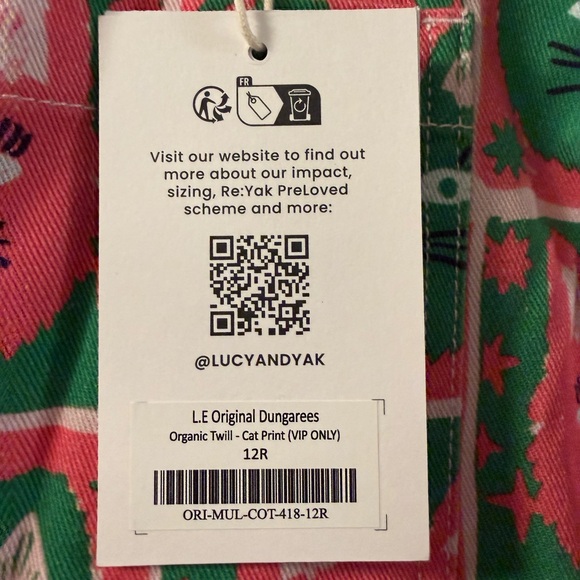 NWT Lucy and Yak exclusive Cat Print dungaree overalls - Picture 4 of 6